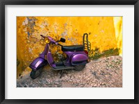 Framed Vespa and Yellow Wall in Old Town, Rhodes, Greece