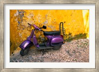 Framed Vespa and Yellow Wall in Old Town, Rhodes, Greece