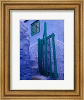 Framed Green Gate on Kalymnos Island, Dodecanese Islands, Greece