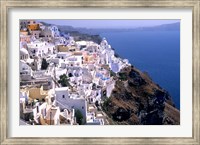 Framed Mountains with Cliffside White Buildings in Santorini, Greece