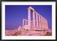 Framed Ruins on Cliff in Cape Sounion, Poseidon, Greece