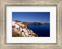 Framed White Buildings on the Cliffs in Oia, Santorini, Greece