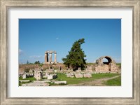 Framed Greece, Corinth Carved stone rubble and the Doric Temple of Apollo