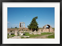Framed Greece, Corinth Carved stone rubble and the Doric Temple of Apollo