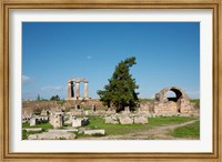 Framed Greece, Corinth Carved stone rubble and the Doric Temple of Apollo