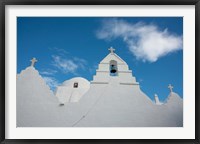 Framed Greece, Cyclades, Mykonos, Hora Church rooftop with Bell Tower