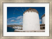 Framed Greece, Cyclades, Mykonos, Hora Cycladic windmill in 'Little Venice'
