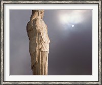 Framed Sculptures of the Caryatid Maidens Support the Pediment of the Erecthion Temple, Adjacent to the Parthenon, Athens, Greece