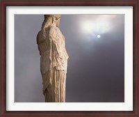 Framed Sculptures of the Caryatid Maidens Support the Pediment of the Erecthion Temple, Adjacent to the Parthenon, Athens, Greece