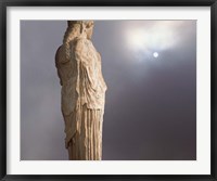 Framed Sculptures of the Caryatid Maidens Support the Pediment of the Erecthion Temple, Adjacent to the Parthenon, Athens, Greece