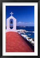 Framed Greek Orthodox Church and Harbor in Mykonos, Greece