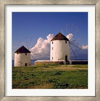 Framed Greece, Mykonos White-washed Windmills