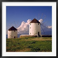 Framed Greece, Mykonos White-washed Windmills