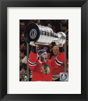 Framed Patrick Kane with the Stanley Cup Game 6 of the 2015 Stanley Cup Finals