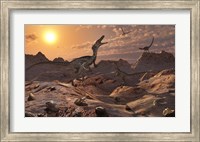 Framed Pack of Carnivorous Velociraptors from the Cretaceous Period