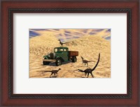 Framed Velociraptors React Curiously to a 1930's American Pickup Truck