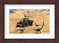 Framed Velociraptors React Curiously to a 1930's American Pickup Truck