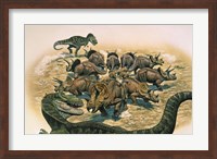 Framed Herd of Triceratops Defend their Territory