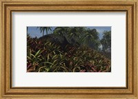 Framed Triceratops Grazing on Lush Foliage
