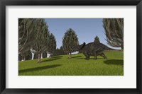 Framed Triceratops Walking across a Grassy Field 2