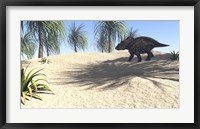 Triceratops Walking in a Tropical Environment 1 Framed Print