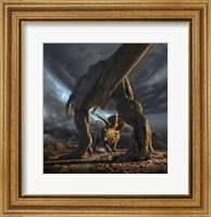 Framed Tyrannosaurus Rex and Triceratops in a Face Off