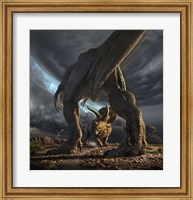 Framed Tyrannosaurus Rex and Triceratops in a Face Off