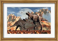 Framed T- Rex and Triceratops meet for a Battle 2