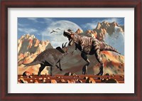 Framed T- Rex and Triceratops meet for a Battle 2