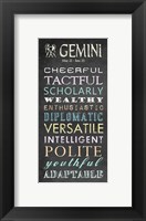 Framed Gemini Character Traits Chalkboard