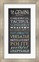 Framed Gemini Character Traits Chalkboard