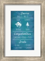 Framed Taurus Zodiac Sign