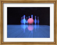 Framed Bowling ball with bowling pins