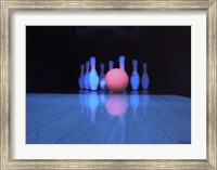 Framed Bowling ball with bowling pins