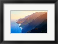 Framed Mountain range at sunrise, Na Pali Coast, Kauai, Hawaii, USA