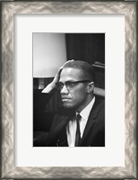 Framed Malcolm X Waits at Martin Luther King Press Conference