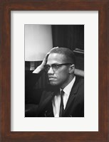 Framed Malcolm X Waits at Martin Luther King Press Conference