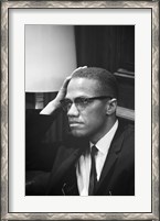 Framed Malcolm X Waits at Martin Luther King Press Conference