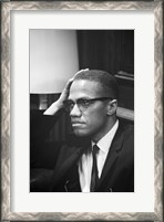 Framed Malcolm X Waits at Martin Luther King Press Conference