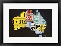 Framed Australia License Plate Map