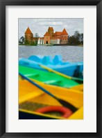 Framed Colorful Boats and Island Castle by Lake Galve, Trakai, Lithuania