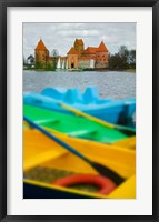 Framed Colorful Boats and Island Castle by Lake Galve, Trakai, Lithuania