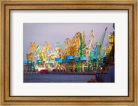 Framed Industry cranes in harbor, Klaipeda, Lithuania
