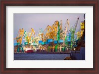 Framed Industry cranes in harbor, Klaipeda, Lithuania