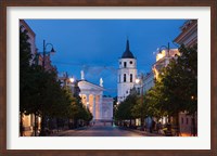 Framed Lithuania, Vilnius, Vilnius Cathedral, evening