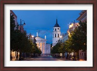 Framed Lithuania, Vilnius, Vilnius Cathedral, evening