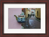 Framed Wall Decorated with Teapot and Cobbled Street in the Old Town, Vilnius, Lithuania II