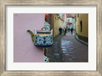 Framed Wall Decorated with Teapot and Cobbled Street in the Old Town, Vilnius, Lithuania II
