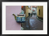 Framed Wall Decorated with Teapot and Cobbled Street in the Old Town, Vilnius, Lithuania II
