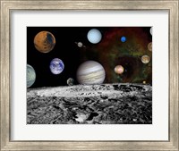 Framed Montage of the planets and Jupiter's Moons